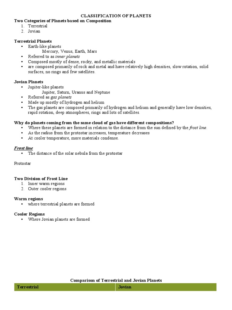 Planet Classification in the Solar System | PDF | Planets | Solar System