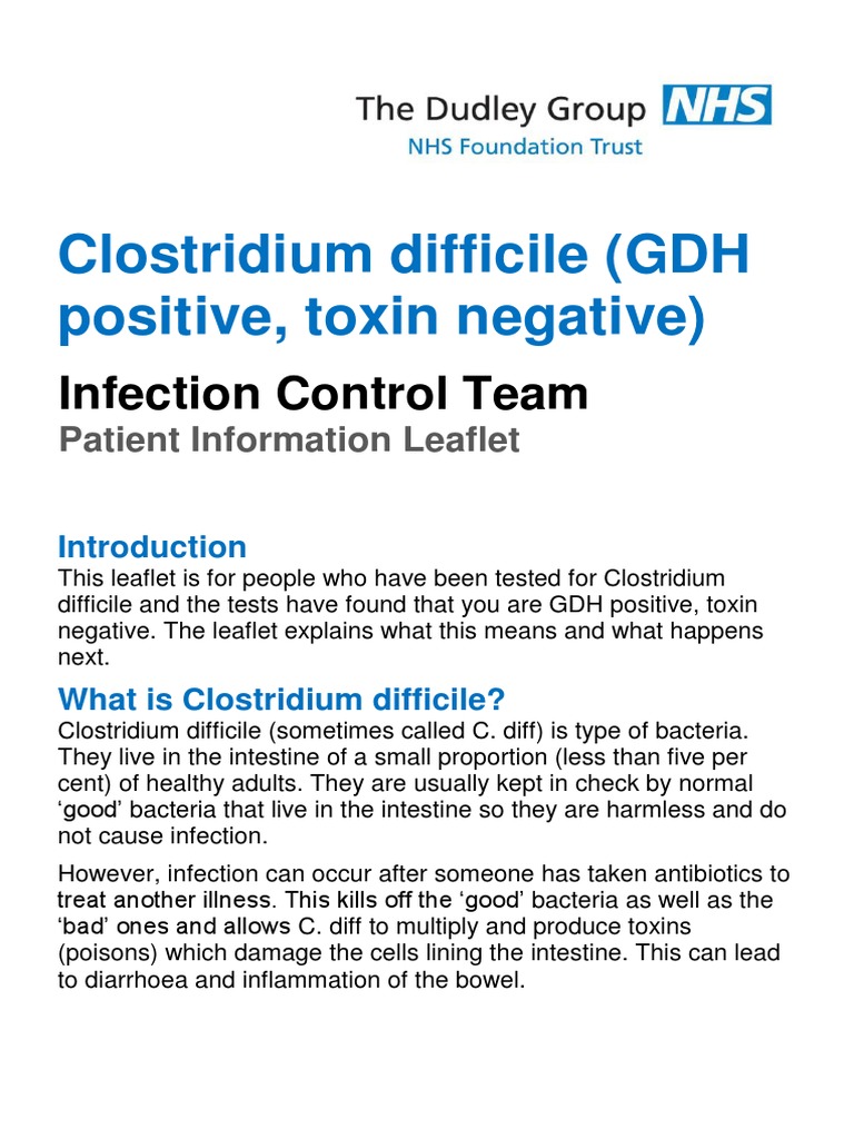 Clostridium Difficile (GDH Positive, Toxin Negative) Infection