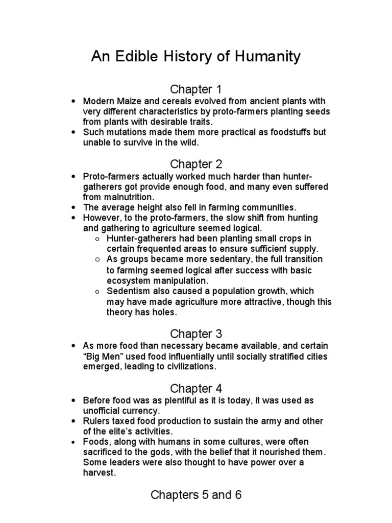 An Edible History of Humanity Notes PDF Foods Cereals