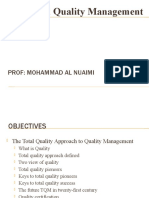 The Total Quality Management: Prof: Mohammad Al Nuaimi
