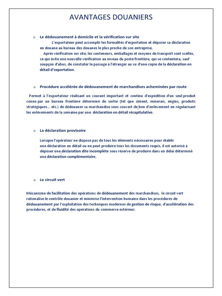 Avantages Douaniers Le Dedouanement A Domicile Et La Verification Sur Site Audit Commerce
