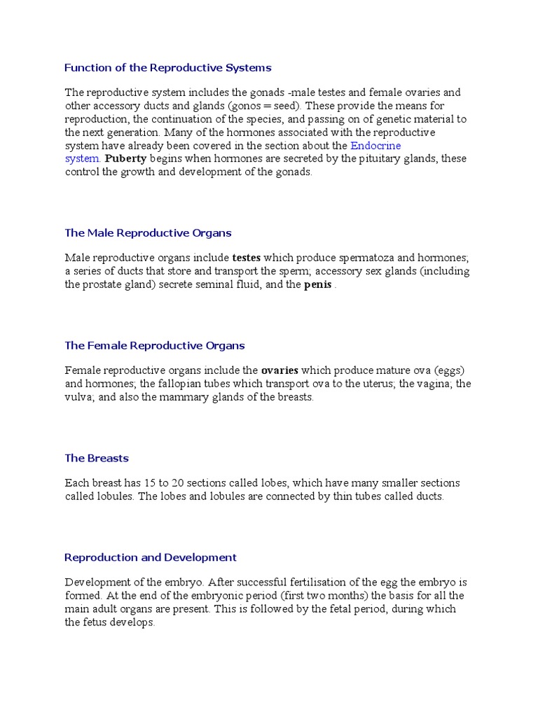 Overview of Human Reproductive Systems | PDF