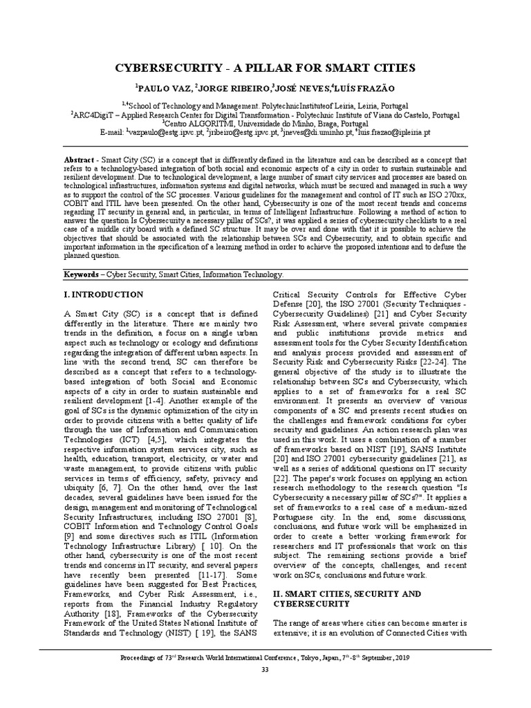 Cybersecurity in Smart Cities Framework | PDF | Computer Security ...