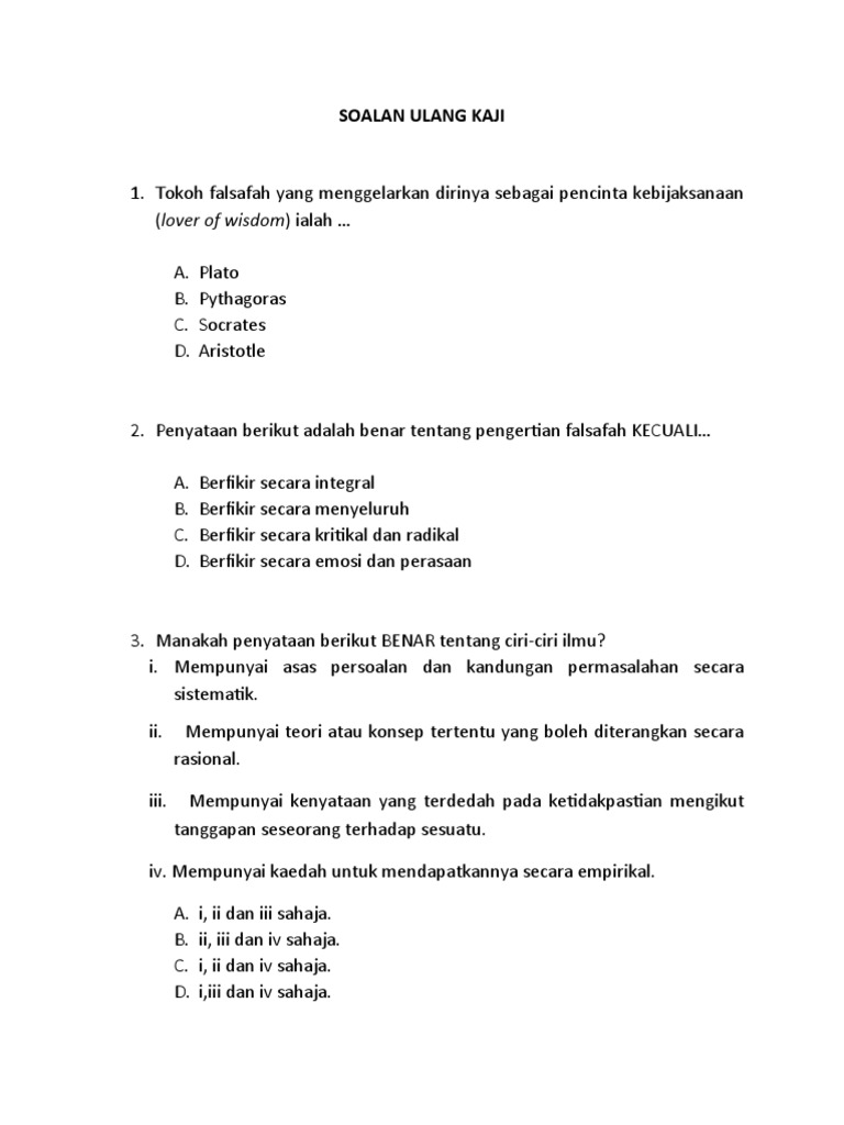 Soalan Ulangkaji Pdf