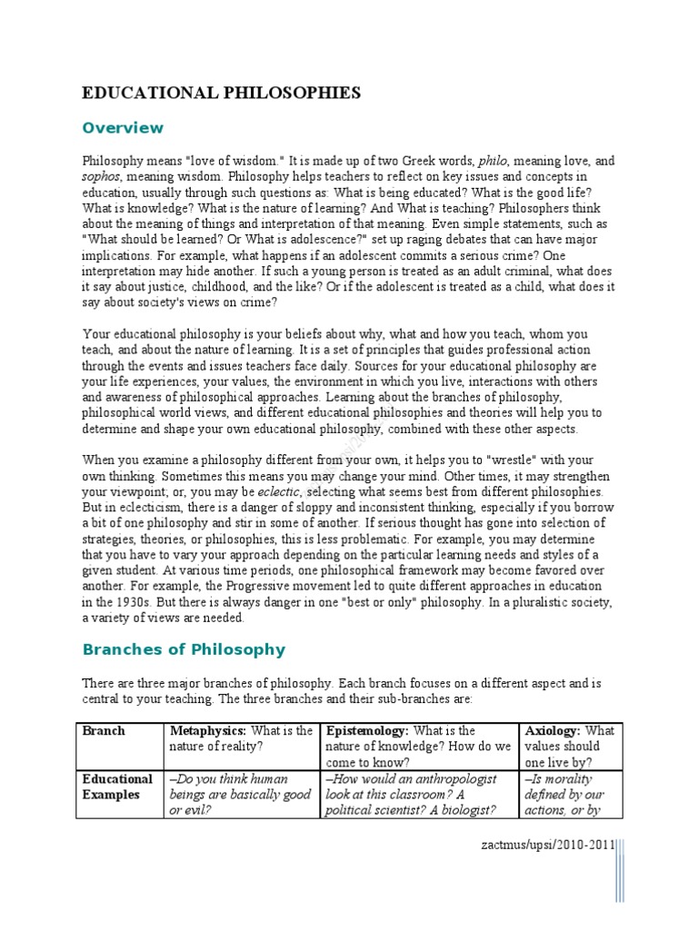 Philosophy of education essay examples image