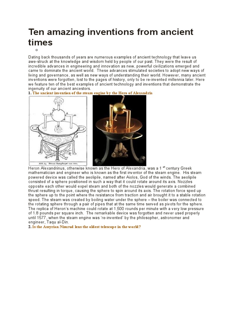 Ten Remarkable Ancient Inventions | PDF | Concrete | Applied And ...