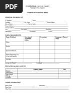 Student Information Sheet