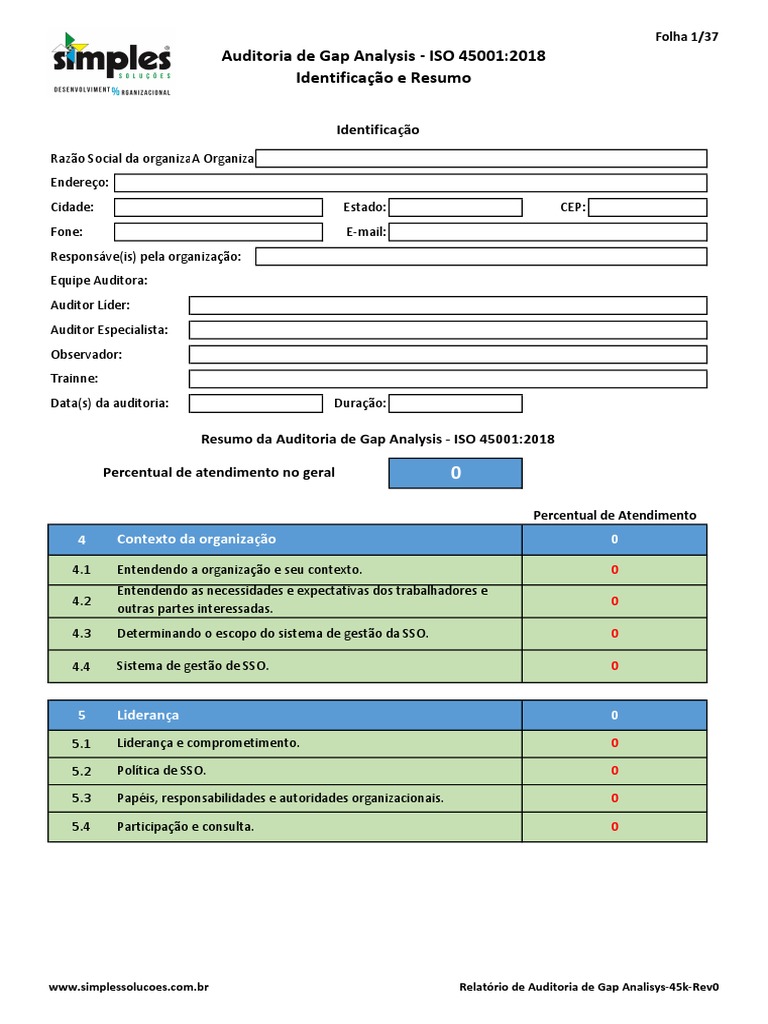 Check List - ISO 45001 | PDF | Planejamento | Liderança