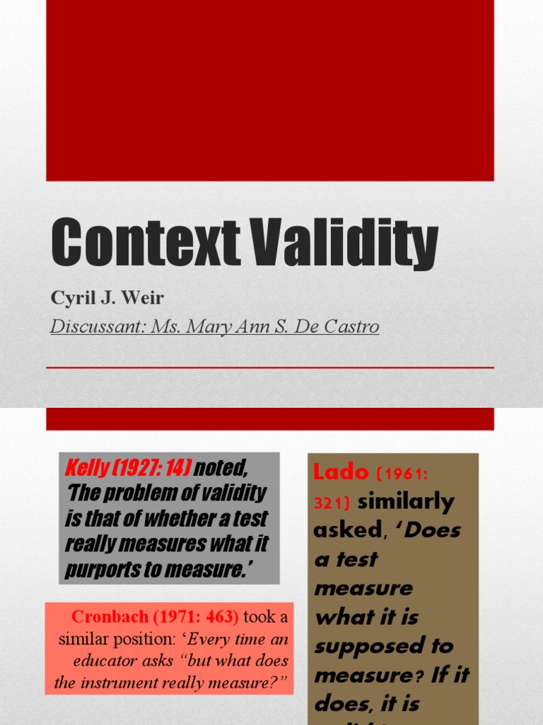 Context Validity Cyril J. Weir PDF Validity (Statistics) Reading