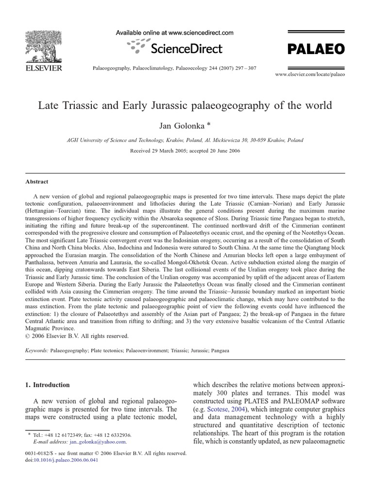 Late Triassic and Early Jurassic Palaeogeography of The World PDF | PDF ...