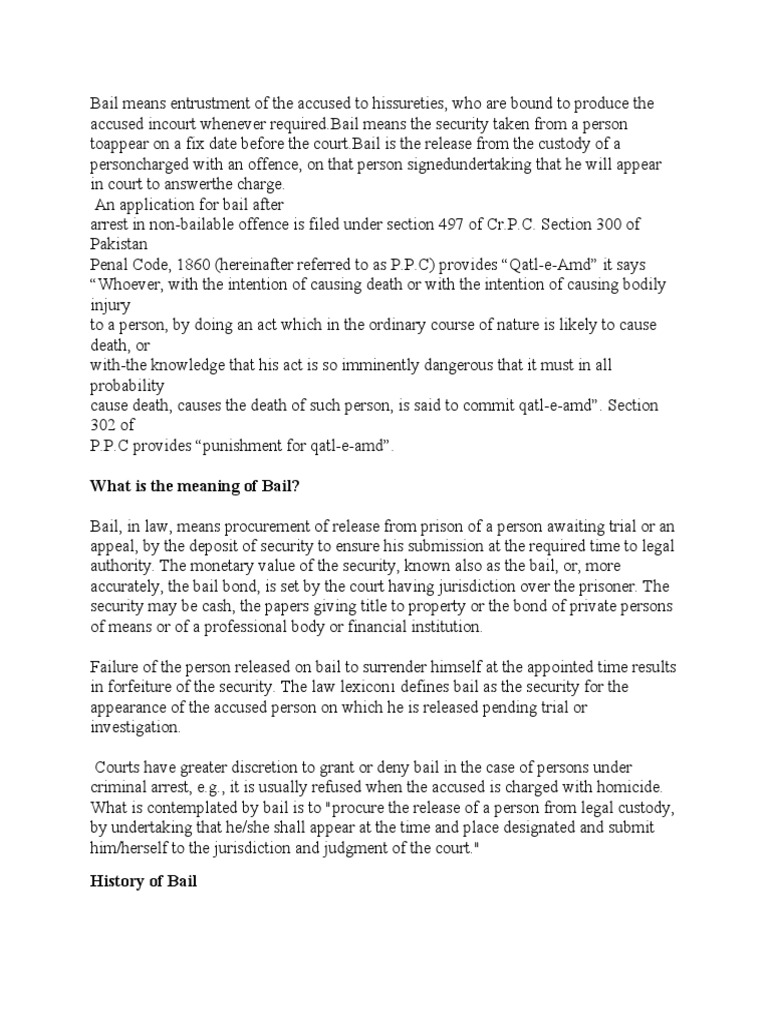 Understanding Bail: Types and Legal Aspects | PDF | Bail | Arrest
