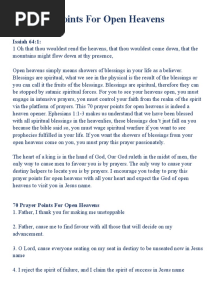 70 Prayer Points For Open Heavens