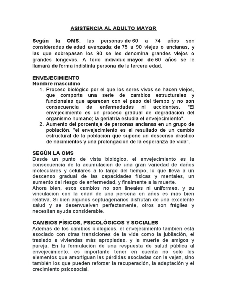 Asistencia Al Adulto Mayor | PDF | Envejecimiento | Vejez