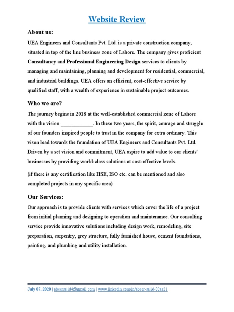 Website Review Pdf Plumbing Economic Sectors