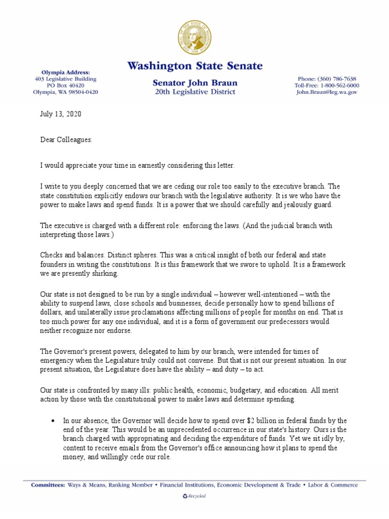 July Letter To Legislators PDF | PDF | Public Law | Government Information