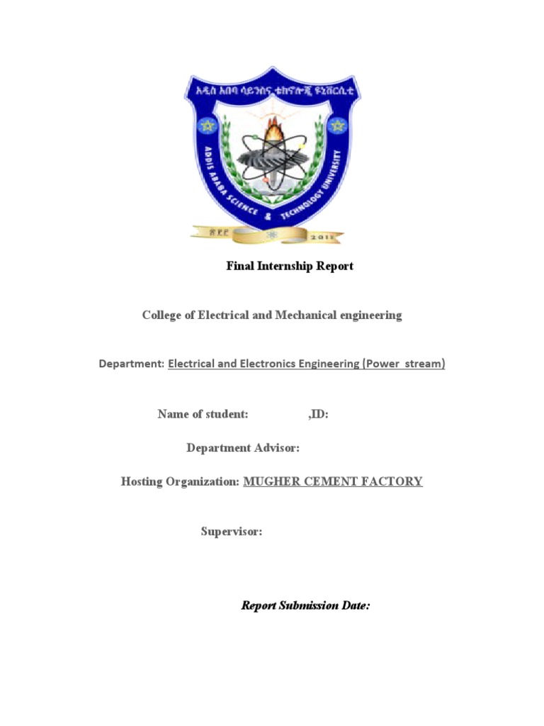 Electrical Engineering Internship Report | PDF | Electric Motor | Cement