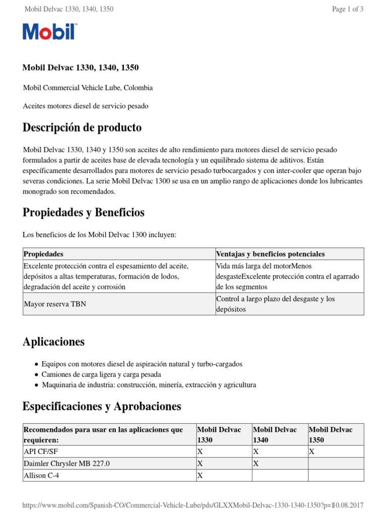 GLXXMobil Delvac 1330 1340 1350 | PDF | Lubricante | Sustancias químicas