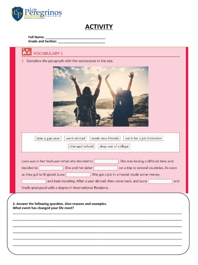Life-Changing Events Reflection Activity | PDF