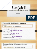 Can-Can'T-Have To-Has To: Exercises