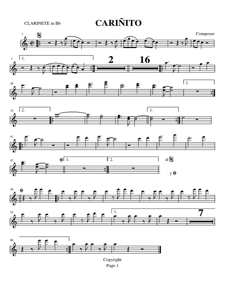 Cariñito Clarinete 1 Pdf Pdf Creative Commons