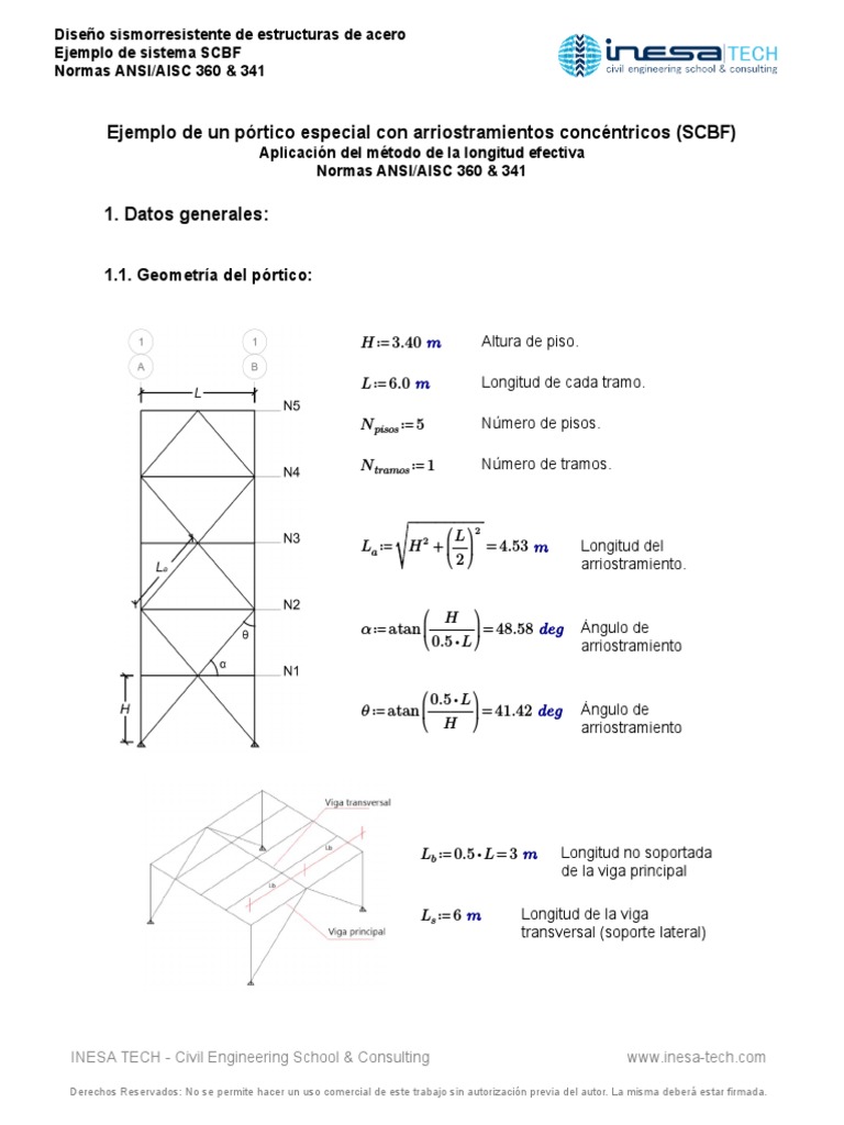 Ej - Diseño de Sistema SCBF - AISC 360 & 341 PDF | PDF | Pandeo ...
