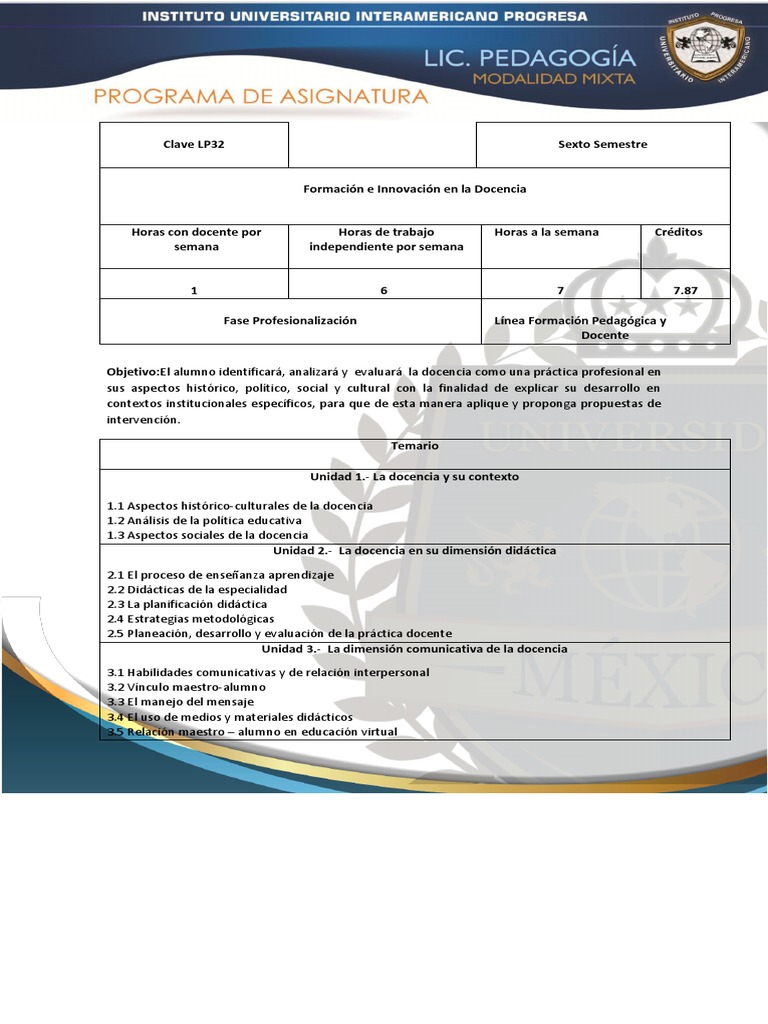TEMARIO Formación e Innovación en La Docencia | PDF | Maestros | Plan ...