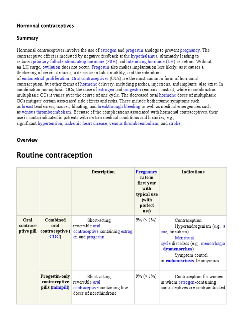 Hormonal Contraceptives | PDF | Combined Oral Contraceptive Pill ...