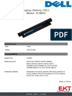 Laptop Battery DELL Model: XCMRD: Specifications