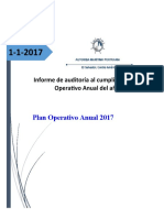 Informe de Auditoria Al Cumplimiento Del Poa 2017
