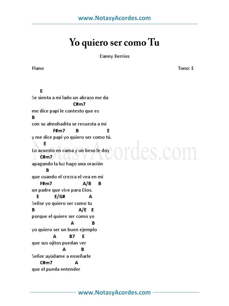 Yo Quiero Ser Como Tu Danny Berrios | PDF