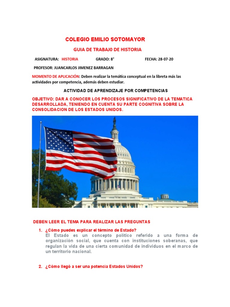 Guía de Historia 8° Grado EE.UU. | PDF | Los Estados Unidos | Viajes ...