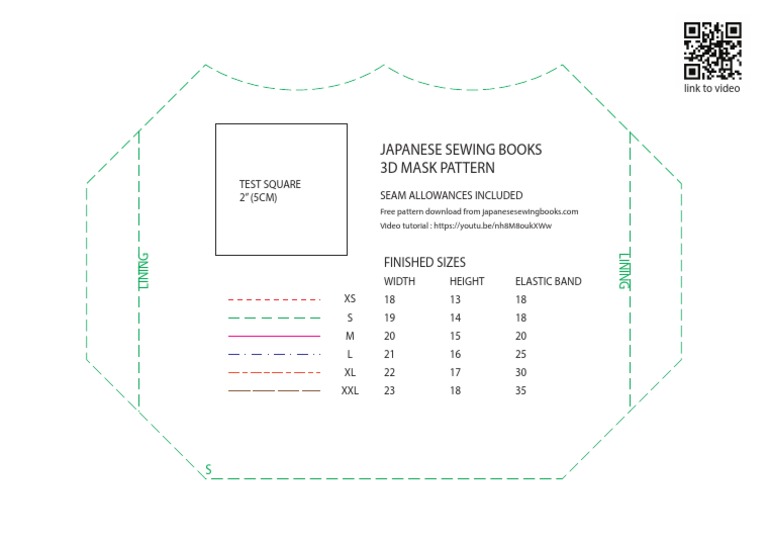 Japanese Sewing Books 3D Mask Pattern Link To Video PDF