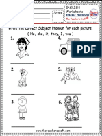 Worksheet Subject Pronoun