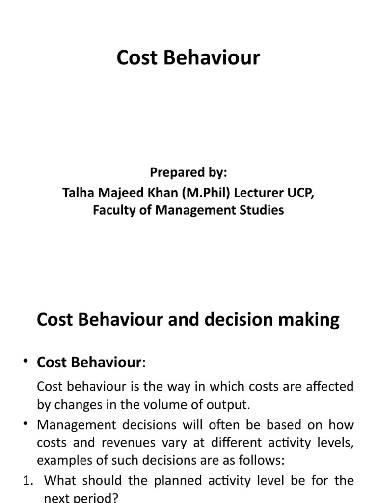 Understanding Cost Behaviour Principles | PDF | Average Cost | Output ...