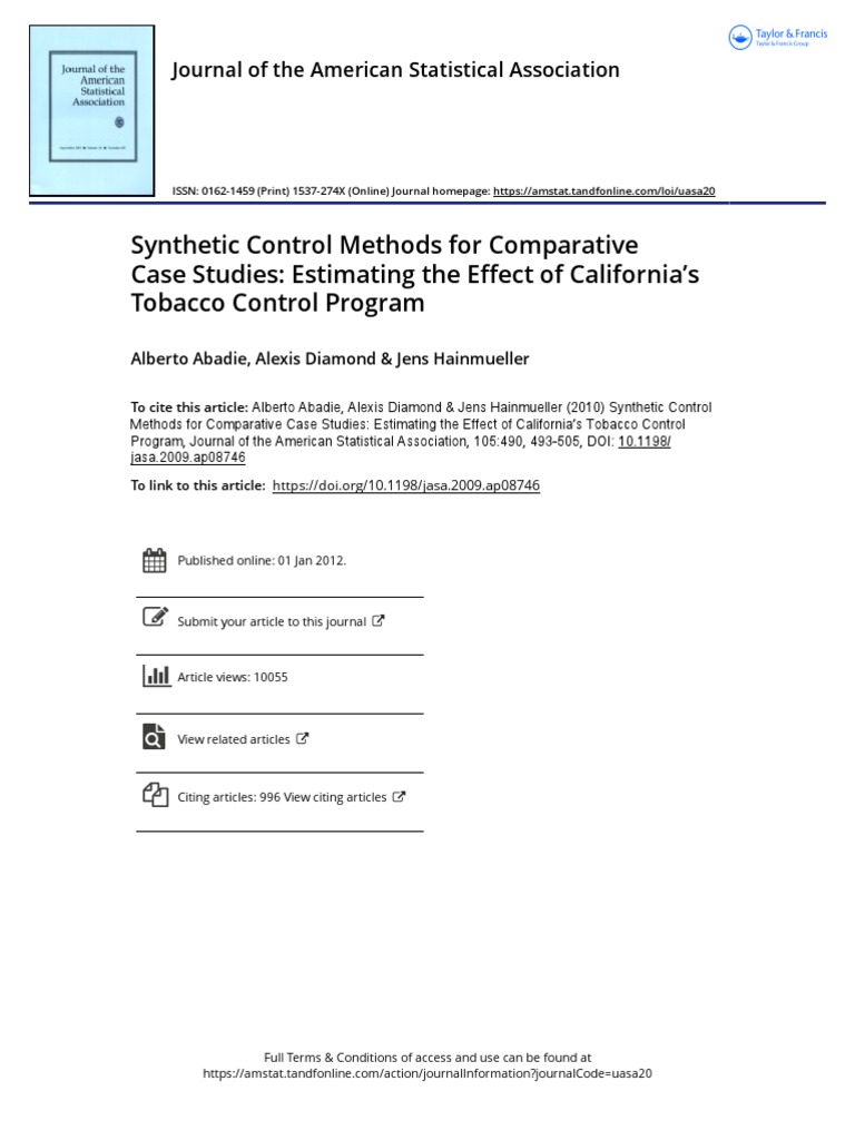 Abadie2010 - Synthetic Control Methods | PDF | Bias Of An Estimator ...