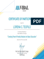 Certificate of Participation: Lorena C. Teofilo