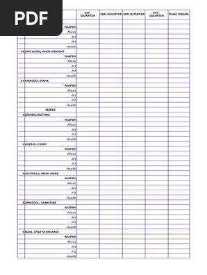 GRADING SHEET