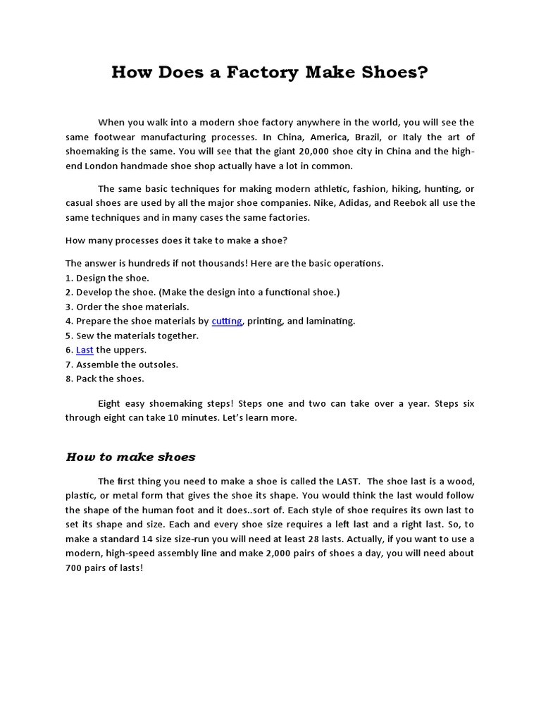 How Does A Factory Make Shoes Pdf Shoe Softlines Retail