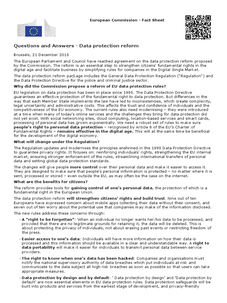 EU Data Protection Reform Overview | PDF | Information Privacy ...