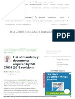 List of ISO 27001 Mandatory Documents and Records