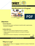 Apply Looping Structure in A Program: Specialized Training Workshop in Ict Season 4/ May 25-27, 2020