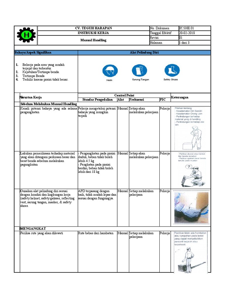 Ik She 01 Instruksi Kerja Manual Handling Pdf