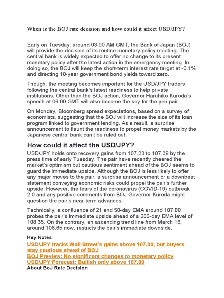 BOJ Rate Decision Impact on USD/JPY | PDF