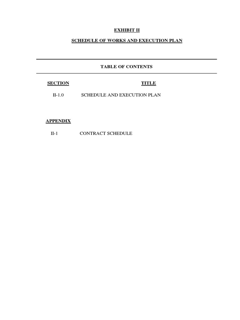 007 - Exhibit Ii - Schedule of Works and Execution Plan | PDF | Business