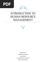 Introduction To Human Resource Management