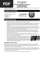 Product Checklist: Wireless Bicycle Computer Khbicspdmtr Quick Start Guide