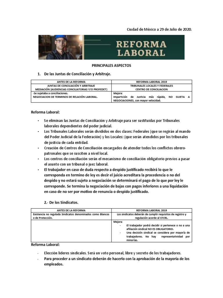 Características de la Reforma Laboral 2019 | PDF | Derecho laboral ...