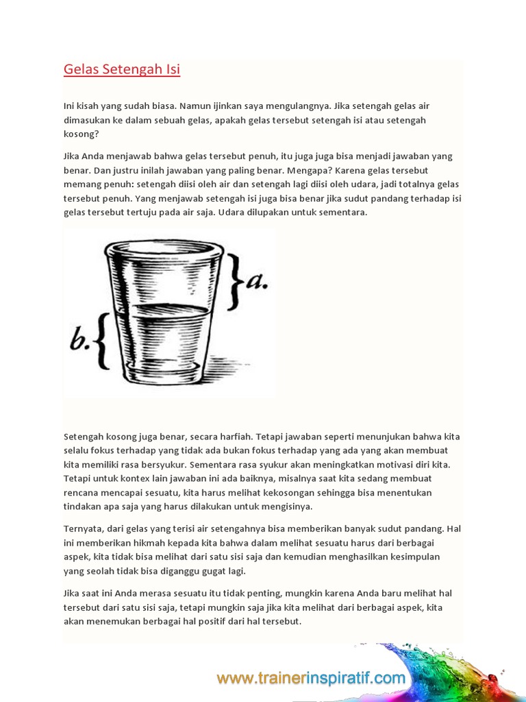Filosofi Gelas Setengah Penuh | PDF