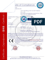 Certificate of Compliance: Certificate's Holder: Yiwu Panfeng Non-Woven Fabrics Co., LTD
