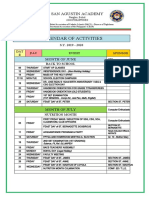 Calendar of Activities & Program Final Editing